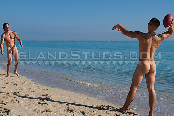 Naked Muscle Football in Hawaii Image